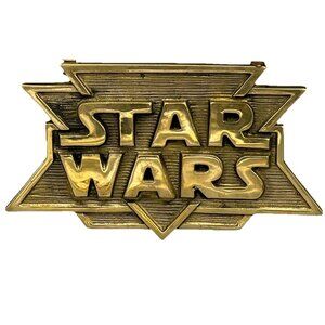Star Wars Solid Brass Wall Plaque Decor 9” Vtg Movie Buff 1992 Film Lover